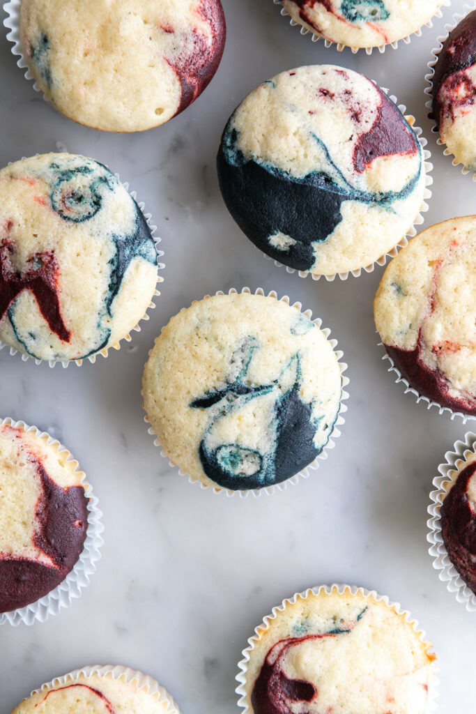 marbled patriotic cupcakes