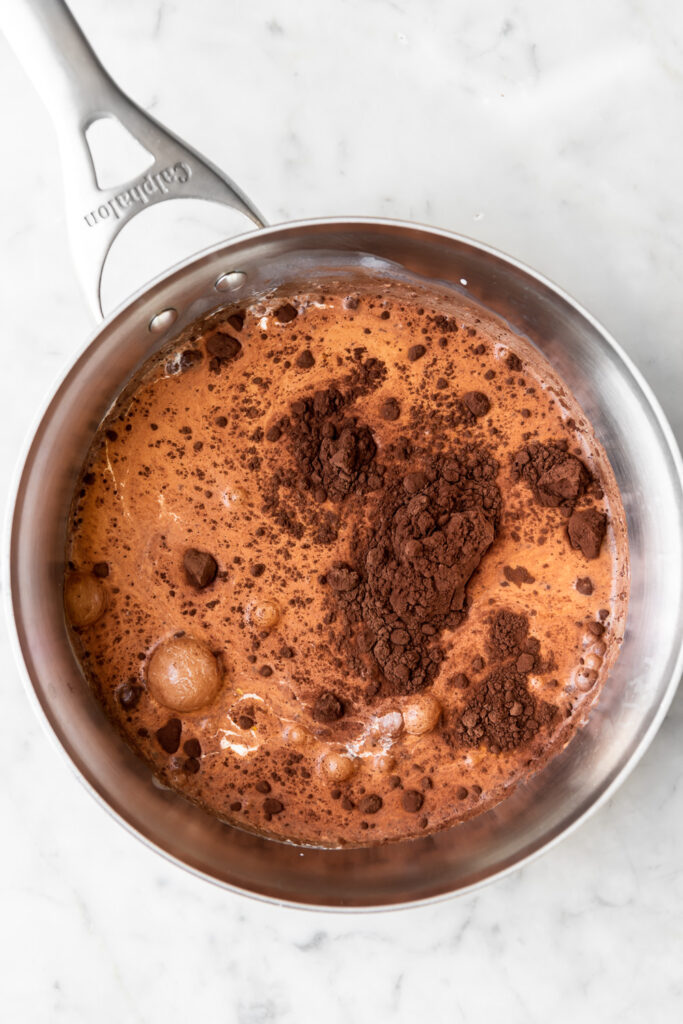 cream, cocoa powder, milk, sugar