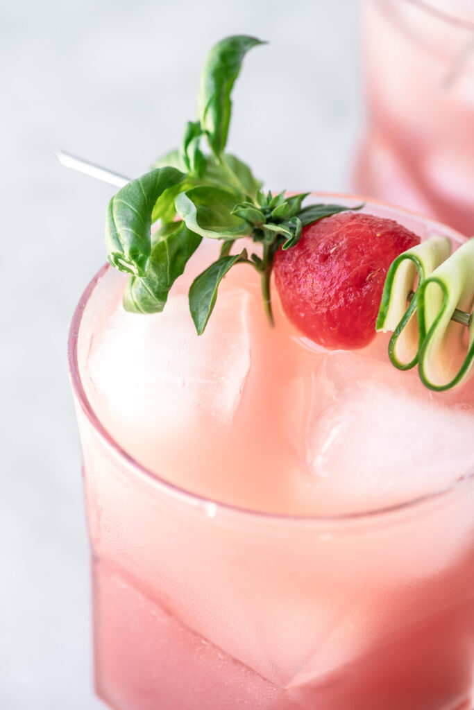 cucumber watermelon cocktail with fresh basil