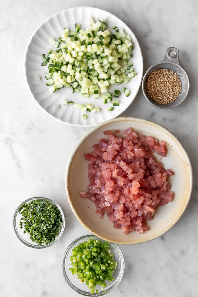 diced ahi tuna, cucumber, cilantro and jalapeno