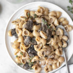 morel mushroom pasta with parmesan, cream and thyme