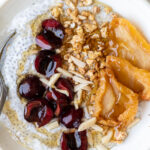 chia seed pudding with yogurt and cherries