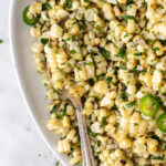 grilled corn salad with serrano peppers and herbs