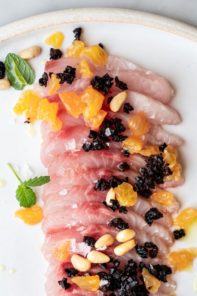 hamachi crudo with orange oil