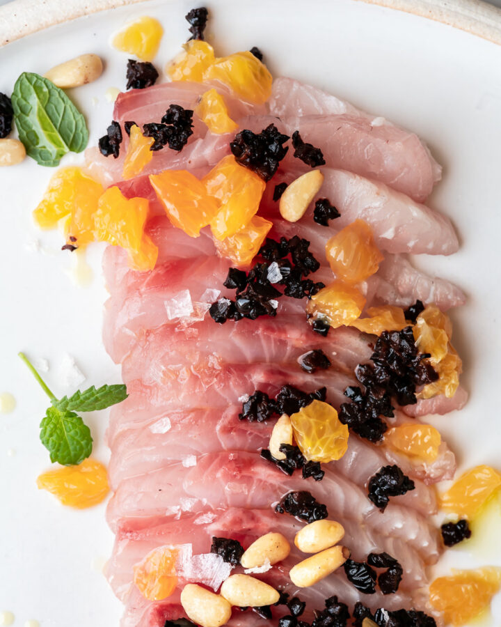 hamachi crudo with orange oil