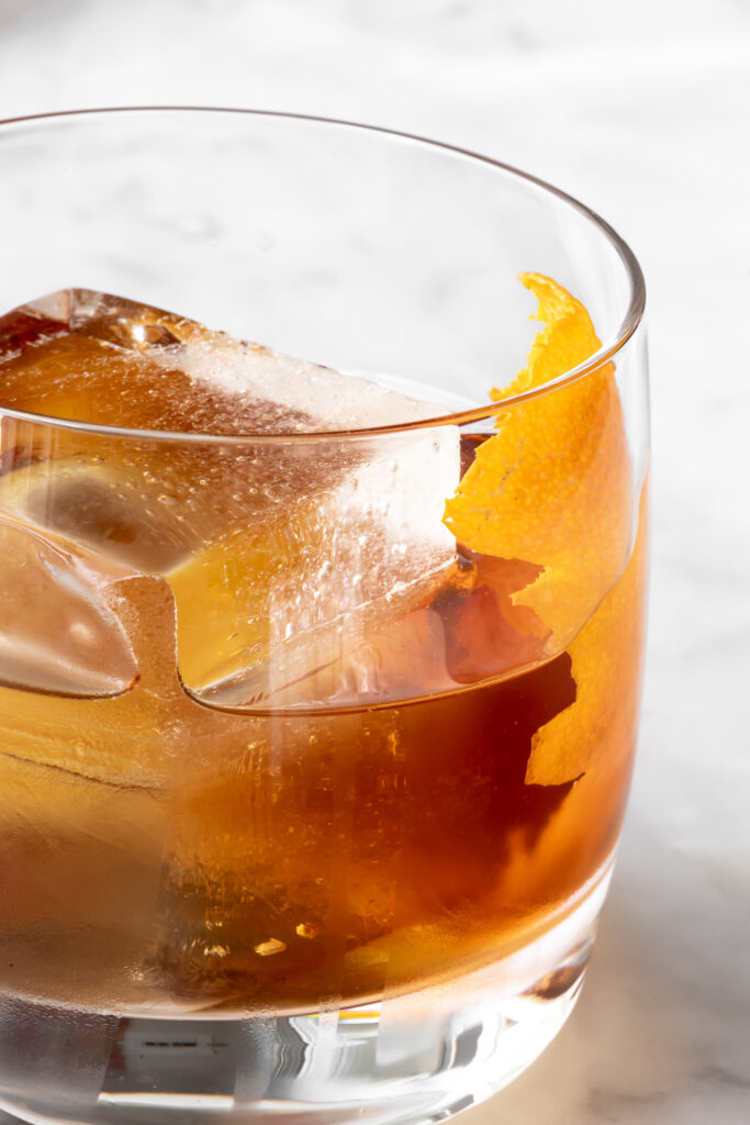 maple syrup old fashioned with bourbon whiskey