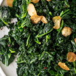 sautéed kale with fried garlic chips