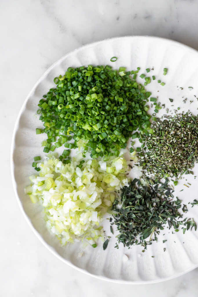 chives, green onion, thyme, rosemary