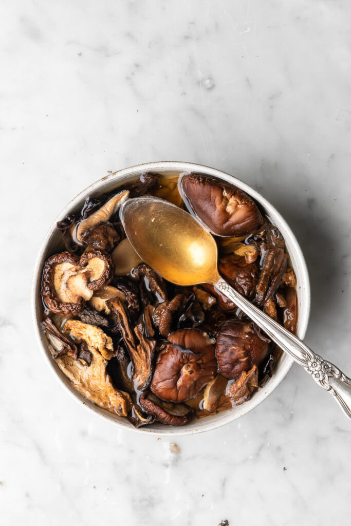 rehydrating dried mushrooms