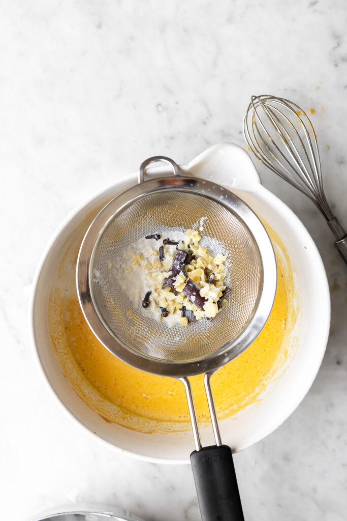 strain infused cream into pumpkin mix