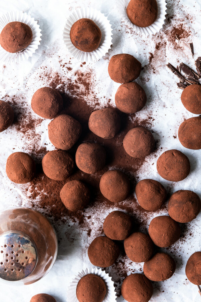 chocolate truffles rolled in cocoa powder