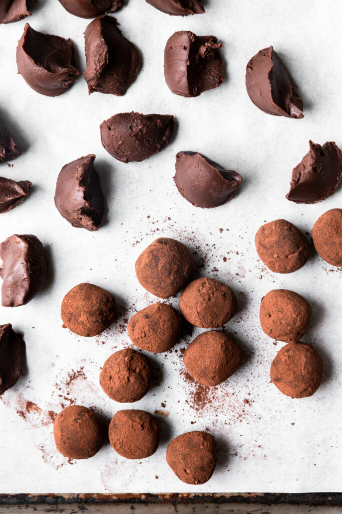 shaping chocolate truffles