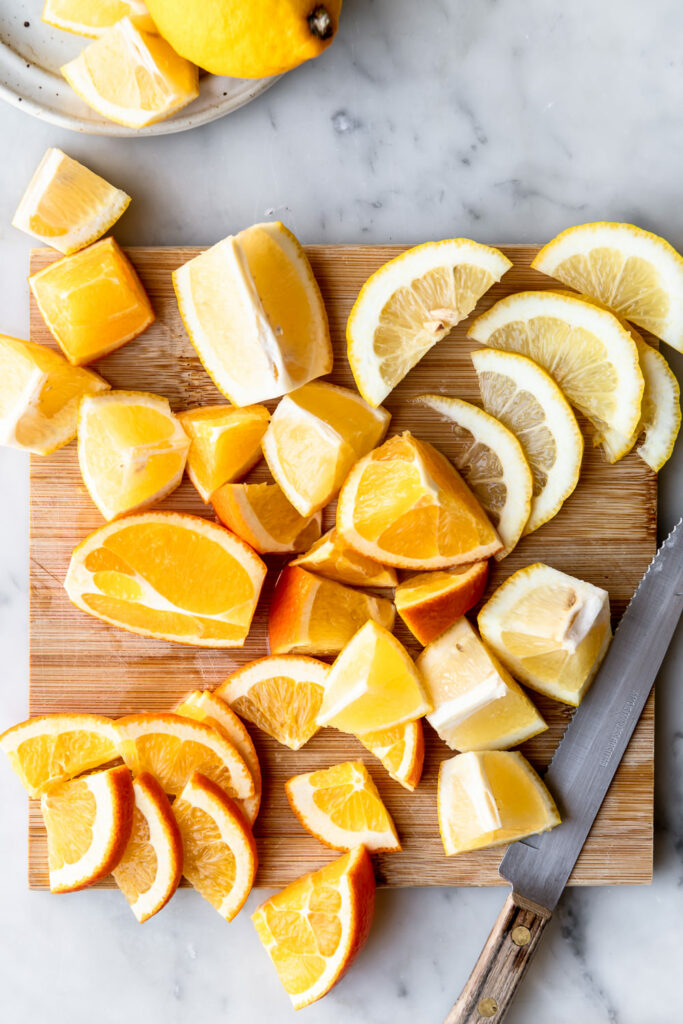 chopped lemons and oranges