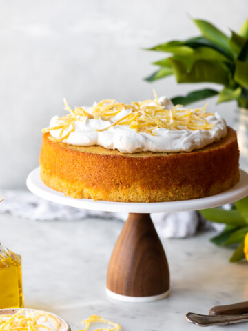 lemon olive oil cake with candied lemon zest