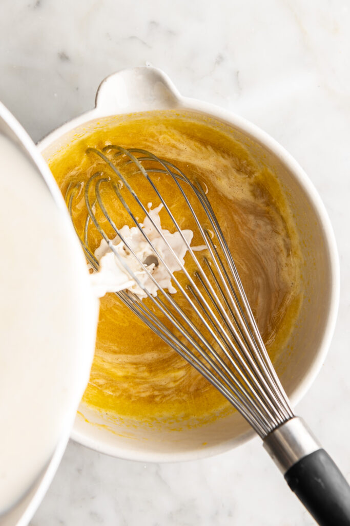 tempering the egg yolks