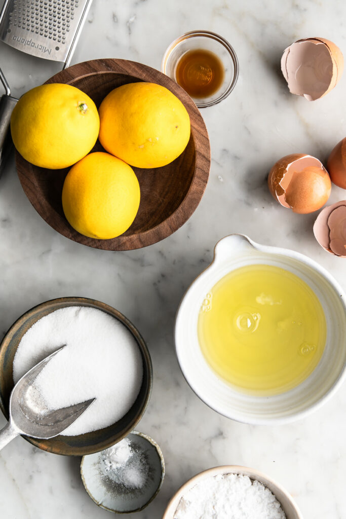 lemons, egg whites, sugar, powdered sugar, lemon juice, vanilla, cream of tartar, salt