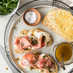 how to make prosciutto bruschetta with burrata and chive dressing