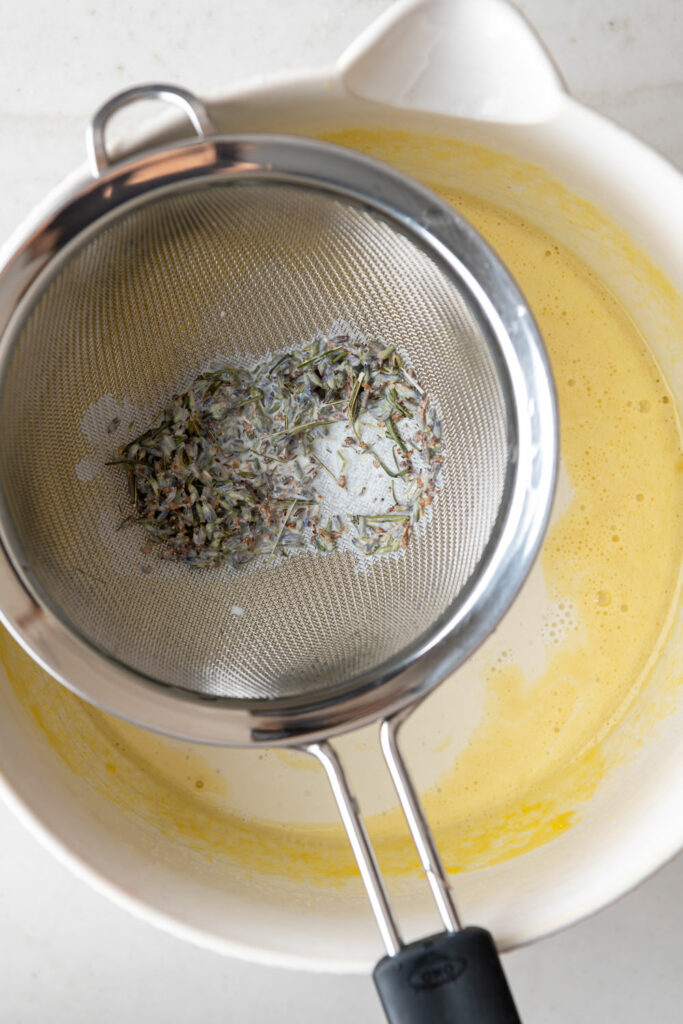 straining lavender cream