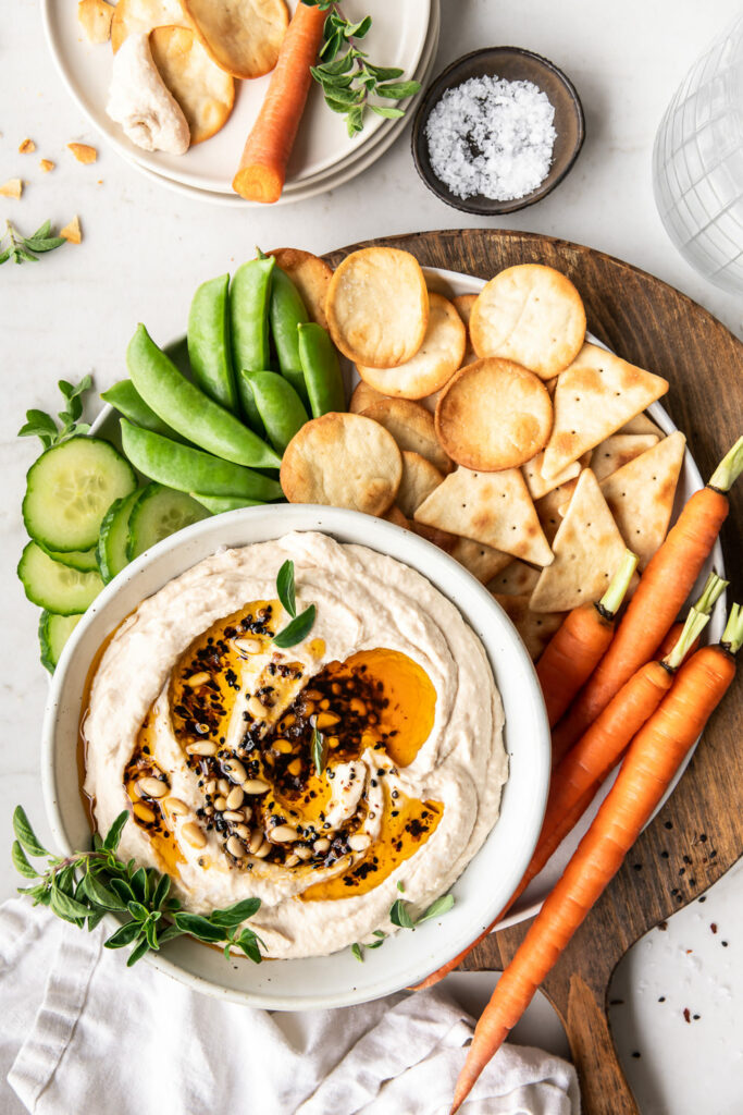 white bean hummus with spicy seed oil