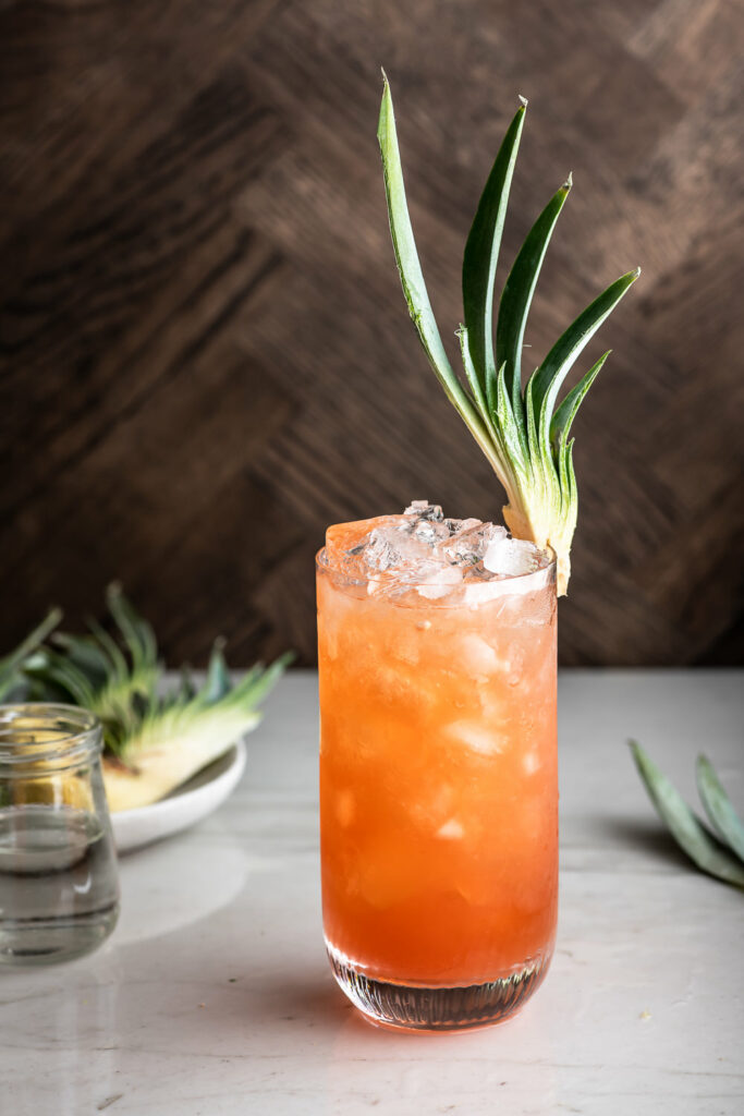 jungle bird cocktail and how to make pineapple garnish