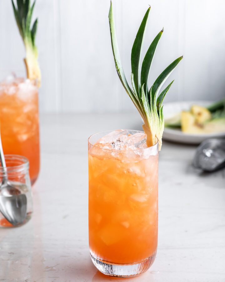 jungle bird cocktail with pineapple garnish