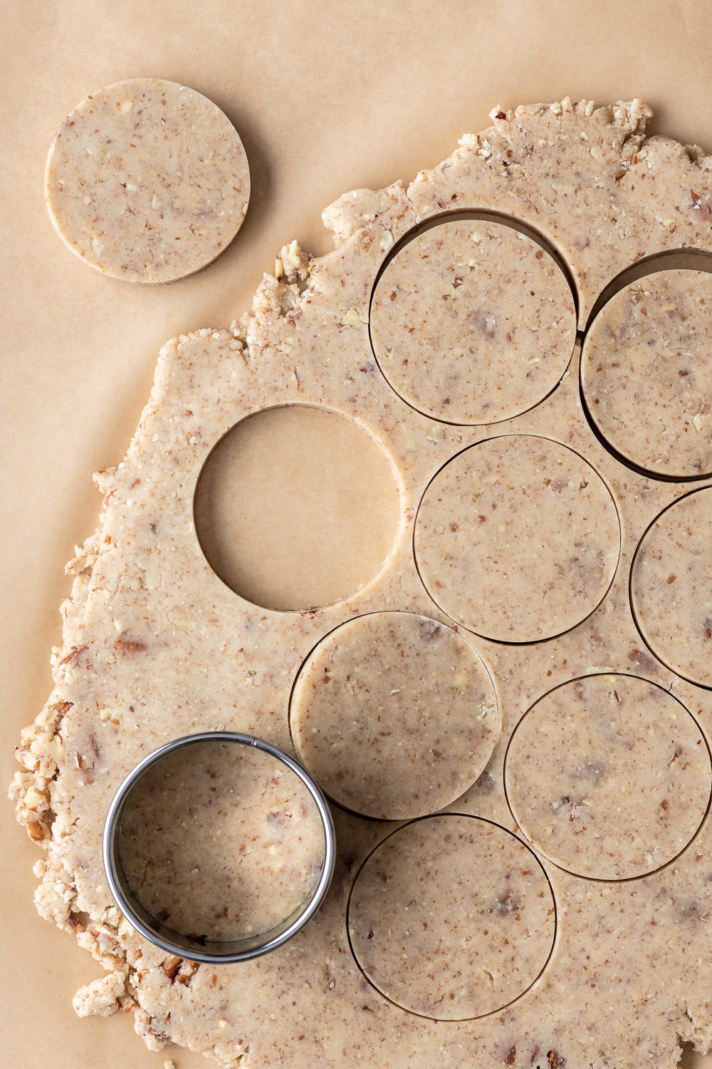 cutting out pecan sandies