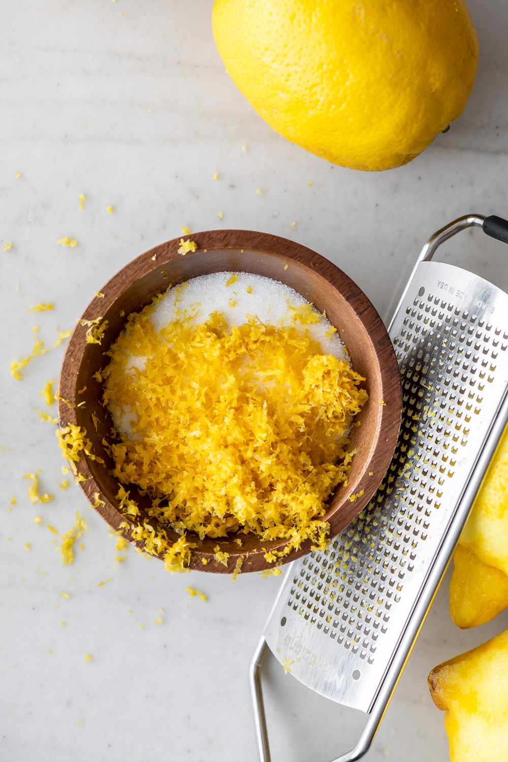 grated lemon zest and sugar