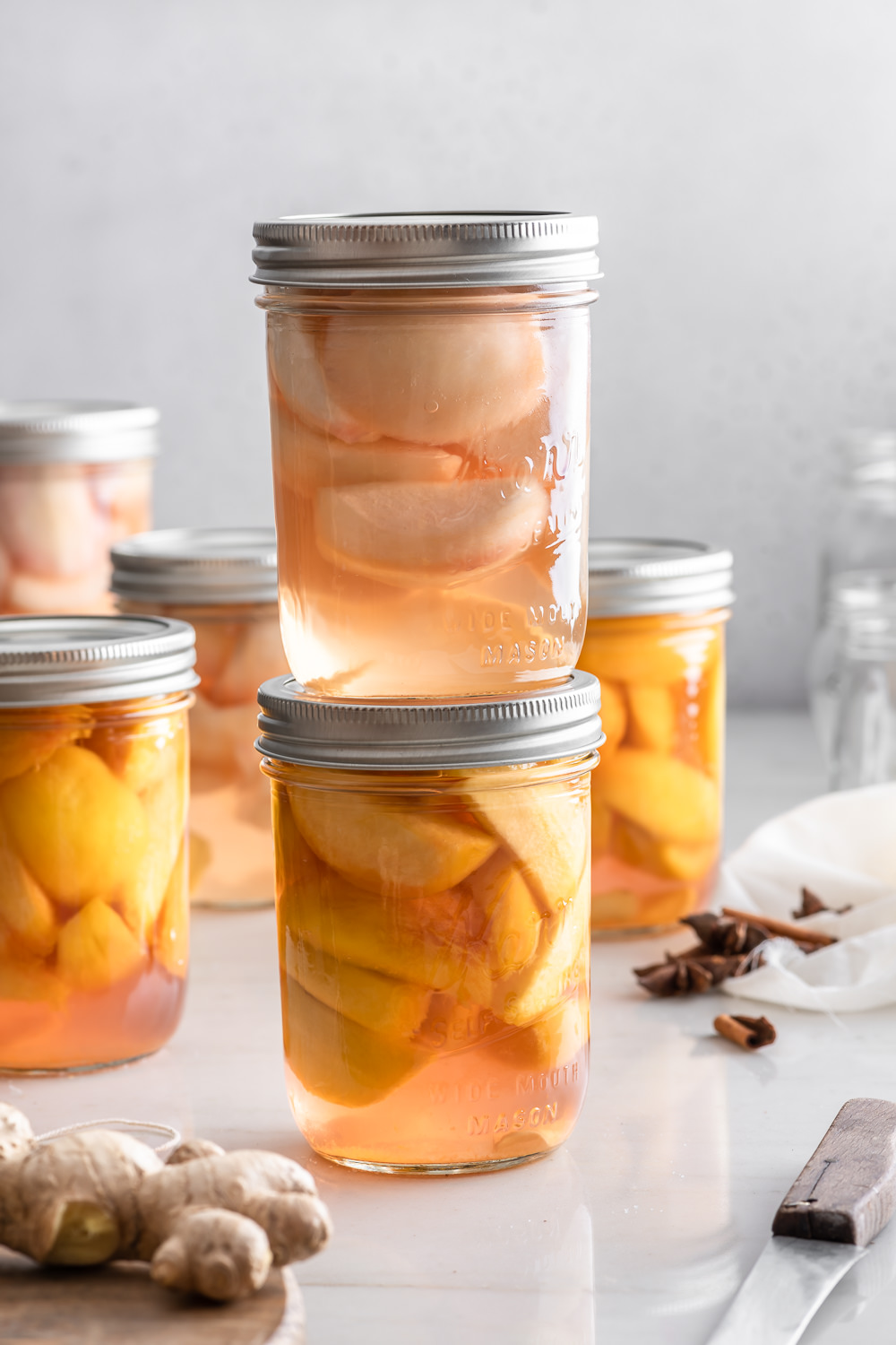 pickled peaches (canned and quick) With Spice
