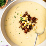 sweet corn soup with chorizo