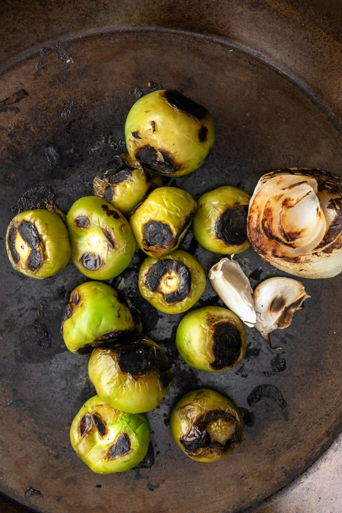 blistered tomatillos for salsa