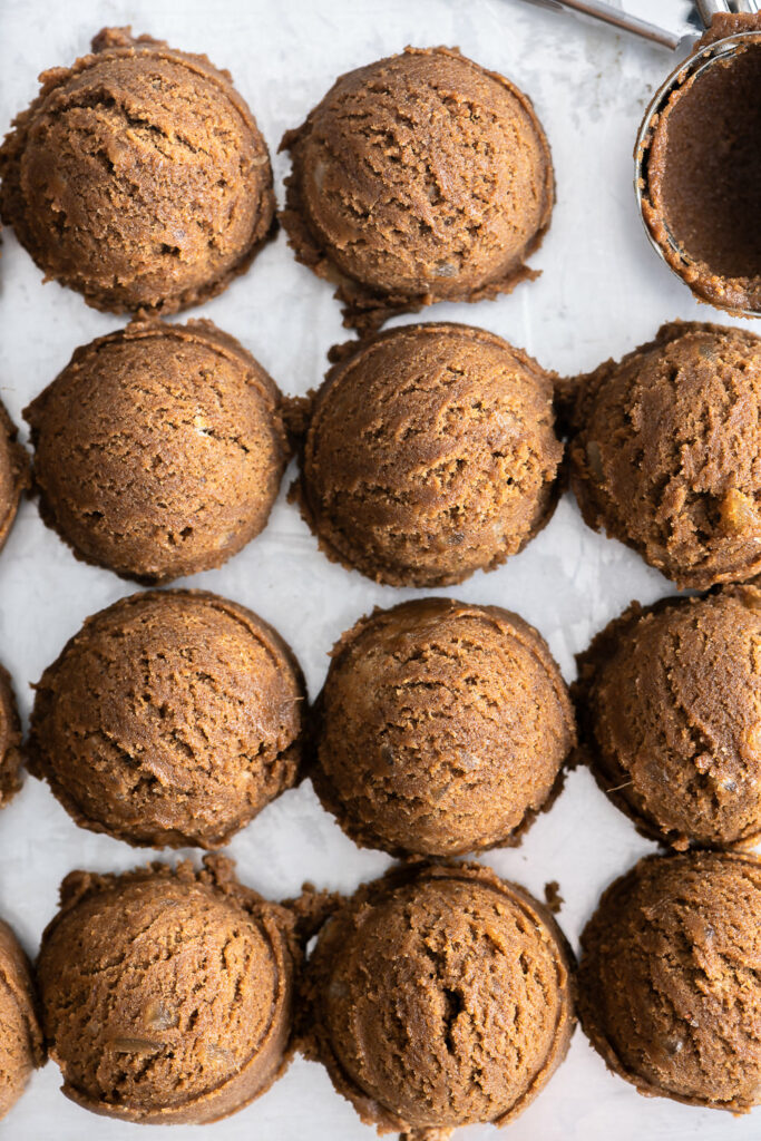 scooped molasses spice cookies