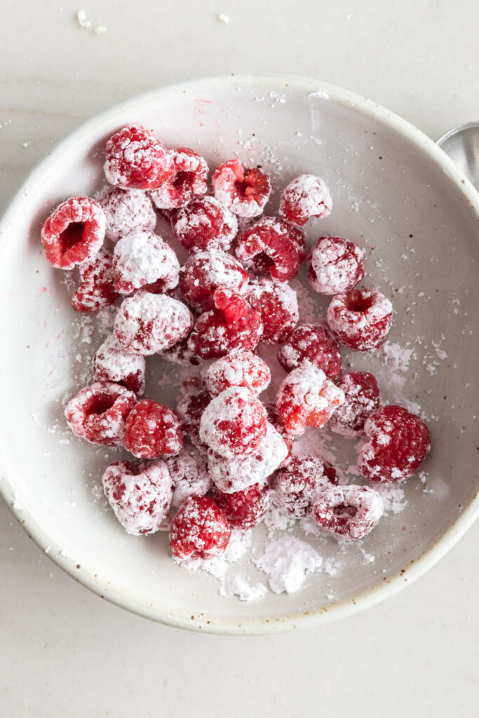 raspberries tossed in powdered sugar
