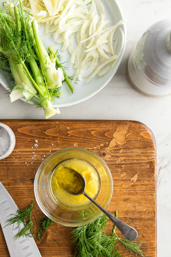 1_slice fennel and make dressing