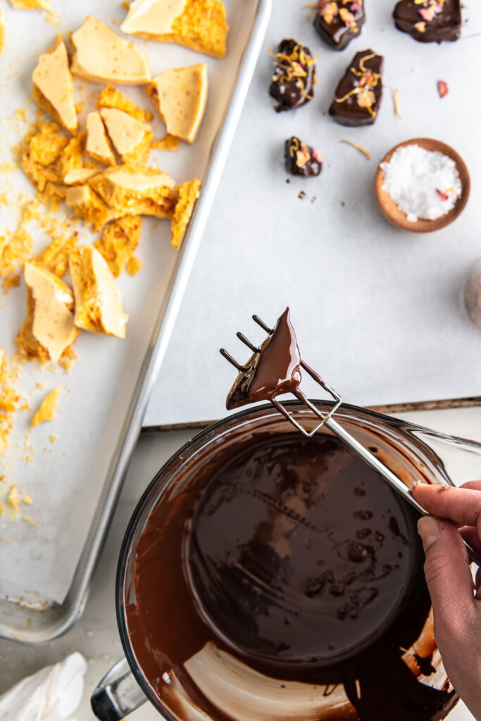 5_dip honeycomb candy in tempered chocolate