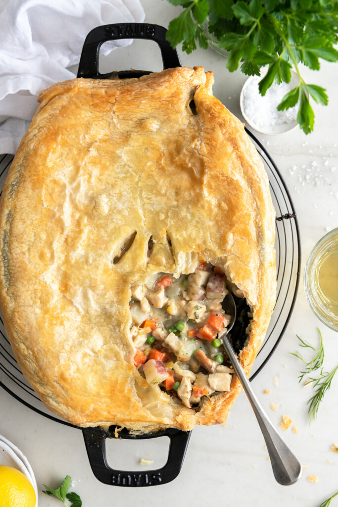 chicken pot pie with puff pastry