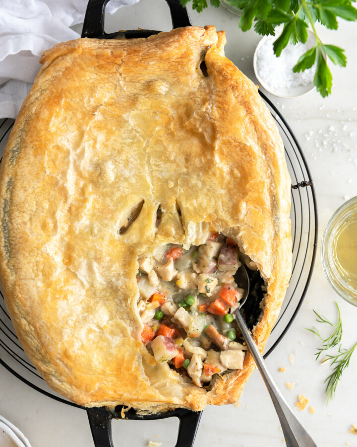 chicken pot pie with puff pastry