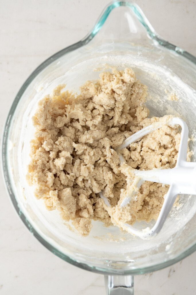 2_mix in flour to make shortbread cookie dough