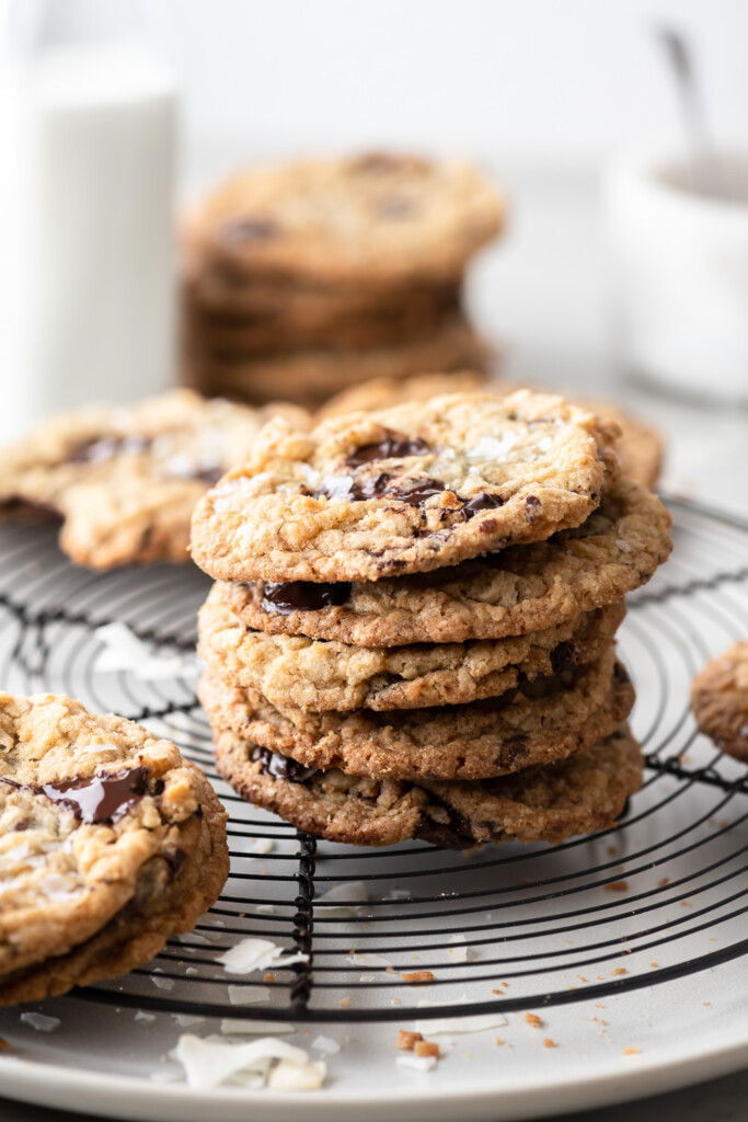 crisp and chewy coconut chocolate chip cookies