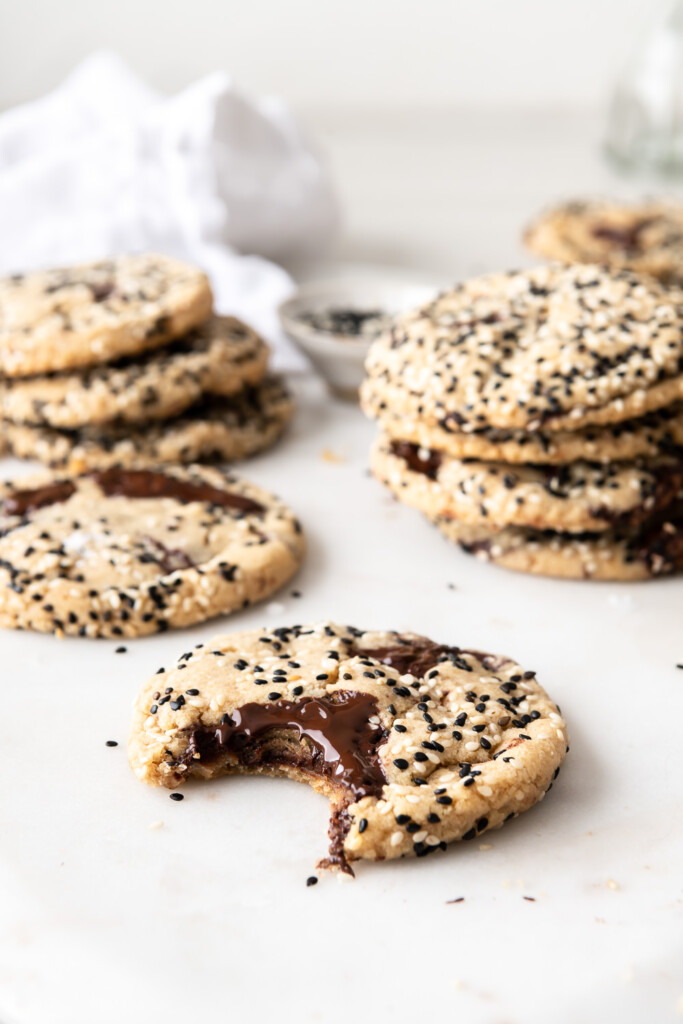 salted tahini chocolate chip cookies