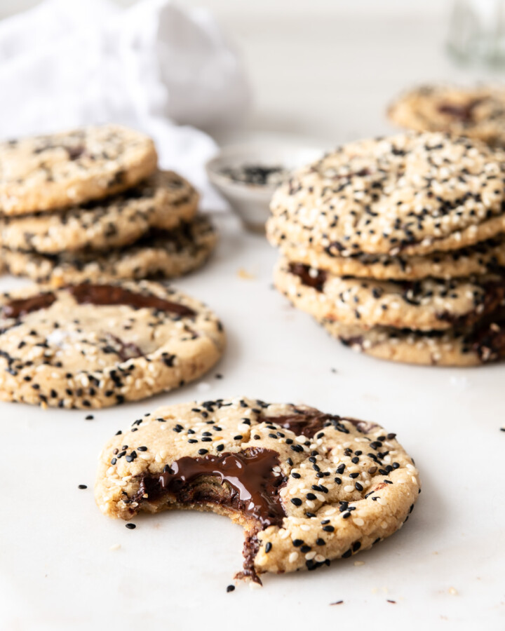 salted tahini chocolate chip cookies