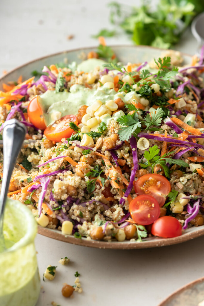 southwest quinoa salad with jalapeno ranch