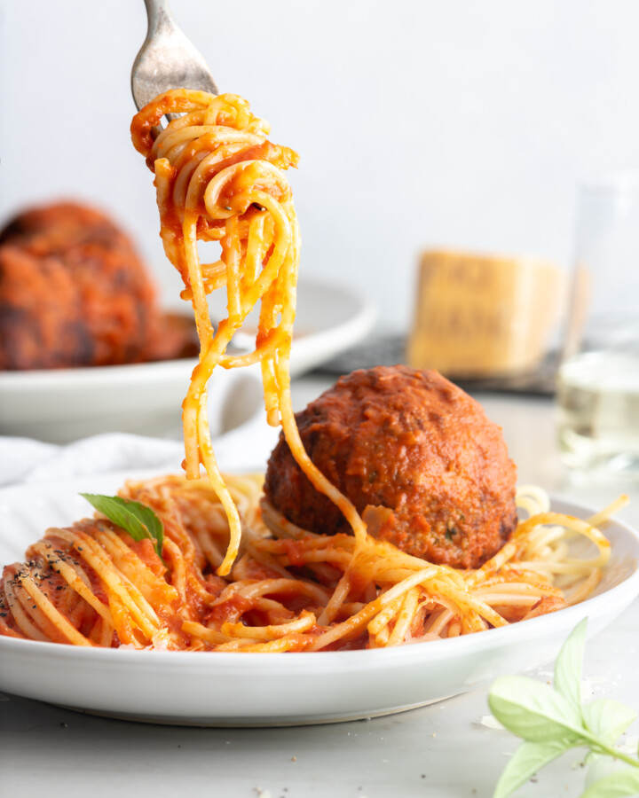 spaghetti and jumbo meatballs