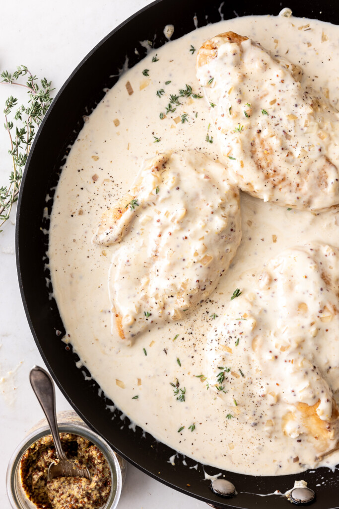 4_return chicken to creamy mustard sauce