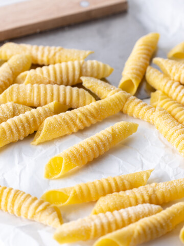 homemade garganelli pasta