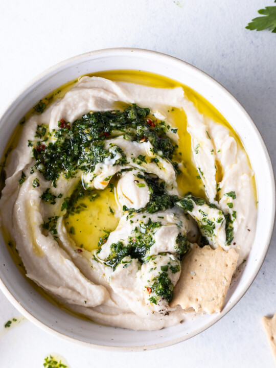 creamy white bean garlic dip with ricotta