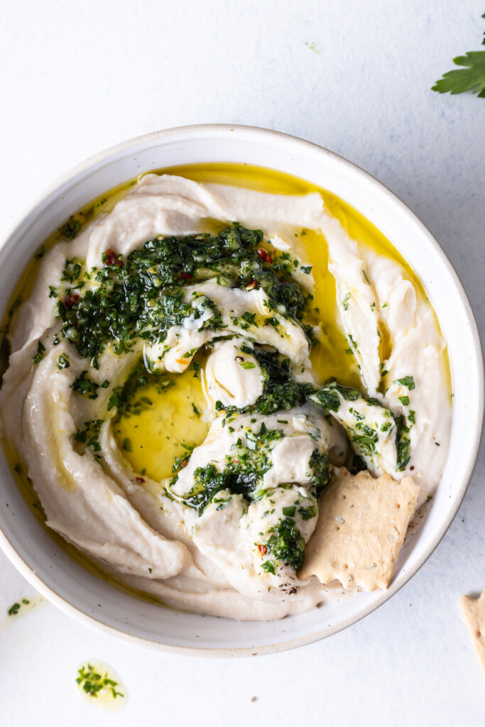 creamy white bean garlic dip with ricotta